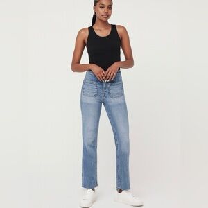 ZARA High Rise Patch Pocket Straight Slim Jeans